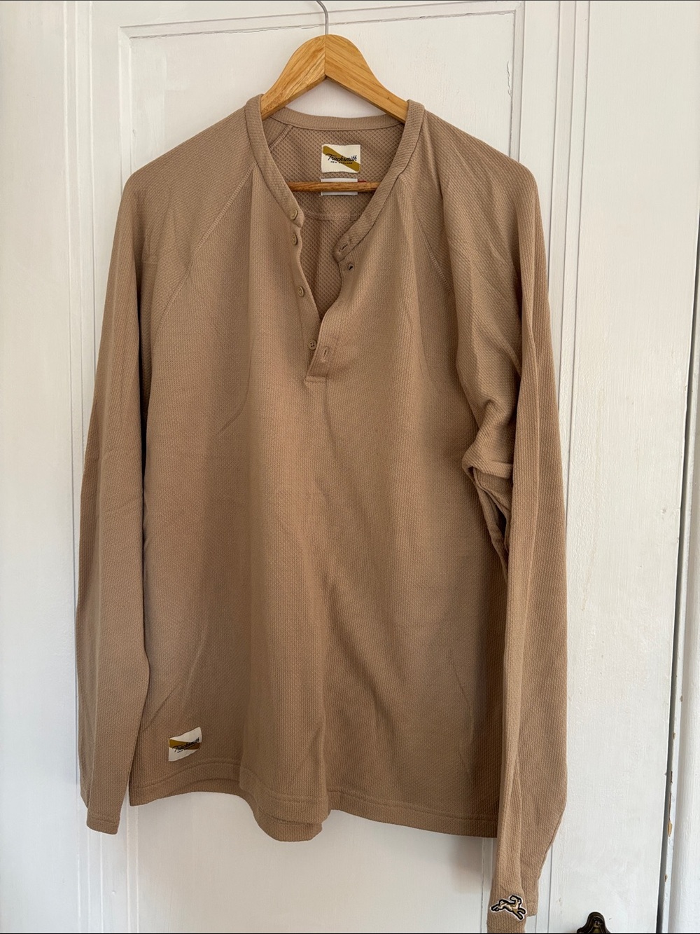 Tracksmith Men’s Long-Sleeve Henley Shirt - Tan